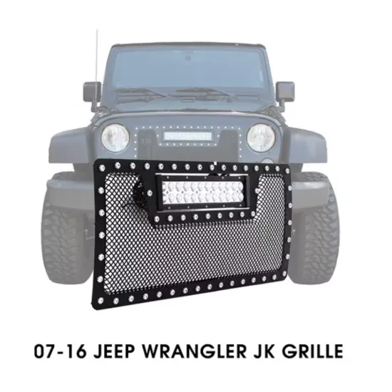صورة شبك جيب رانجلر JK اسود مع ليد لايت ( 2007 - 2014 )
